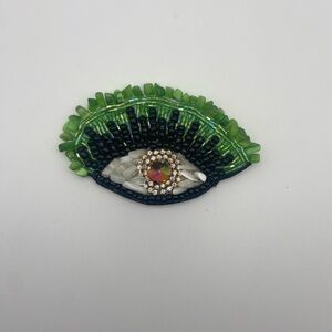 Green Beaded Eye Brooch